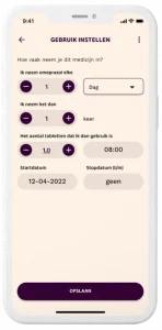 Mobiele telefoon toont schema en wekker in de app